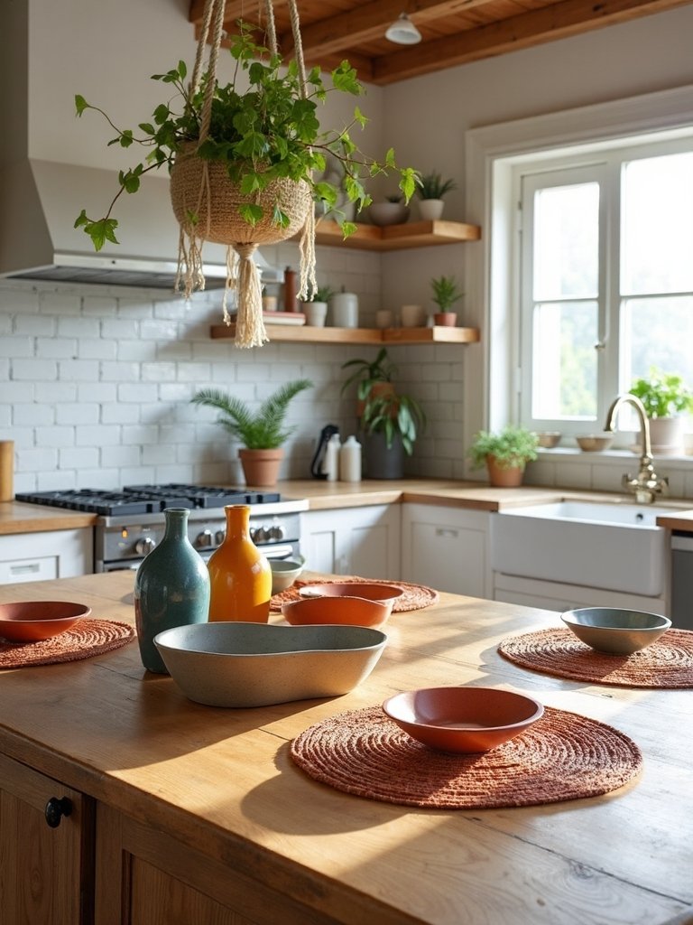 artful ceramic vignette for boho kitchen