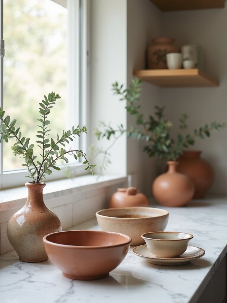 artful display of handcrafted ceramics