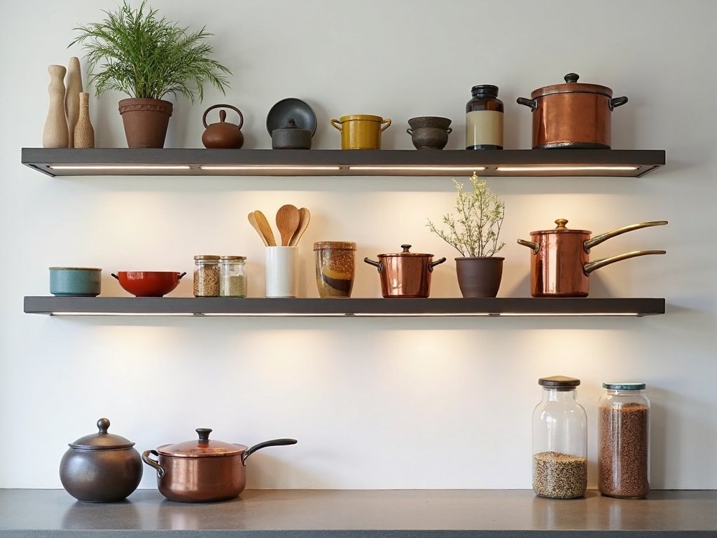 artistic storage display transforms kitchen