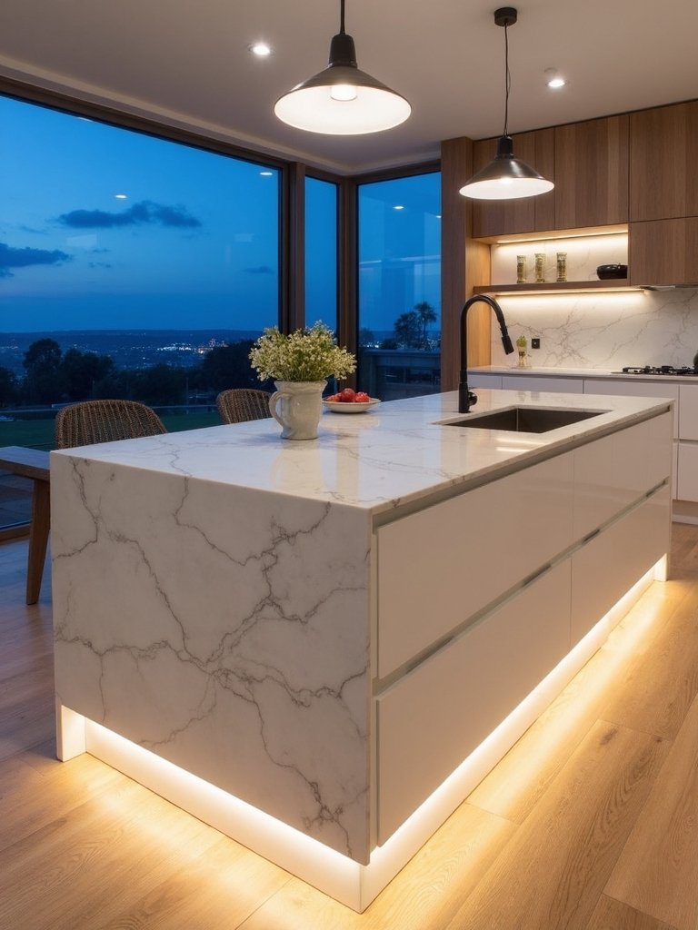 backlit kitchen island enhancement