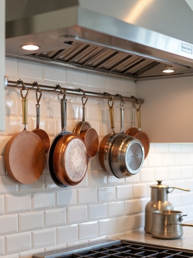 backsplash rail storage for cookware