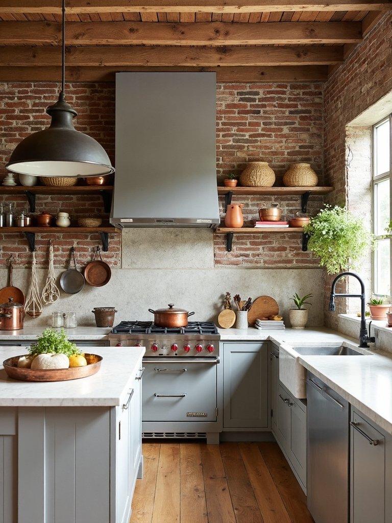 balanced boho industrial kitchen decor