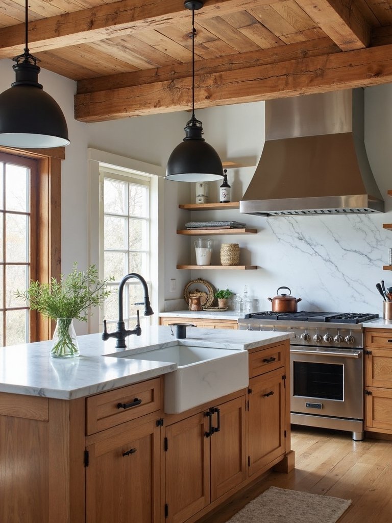 blended modern rustic kitchen design