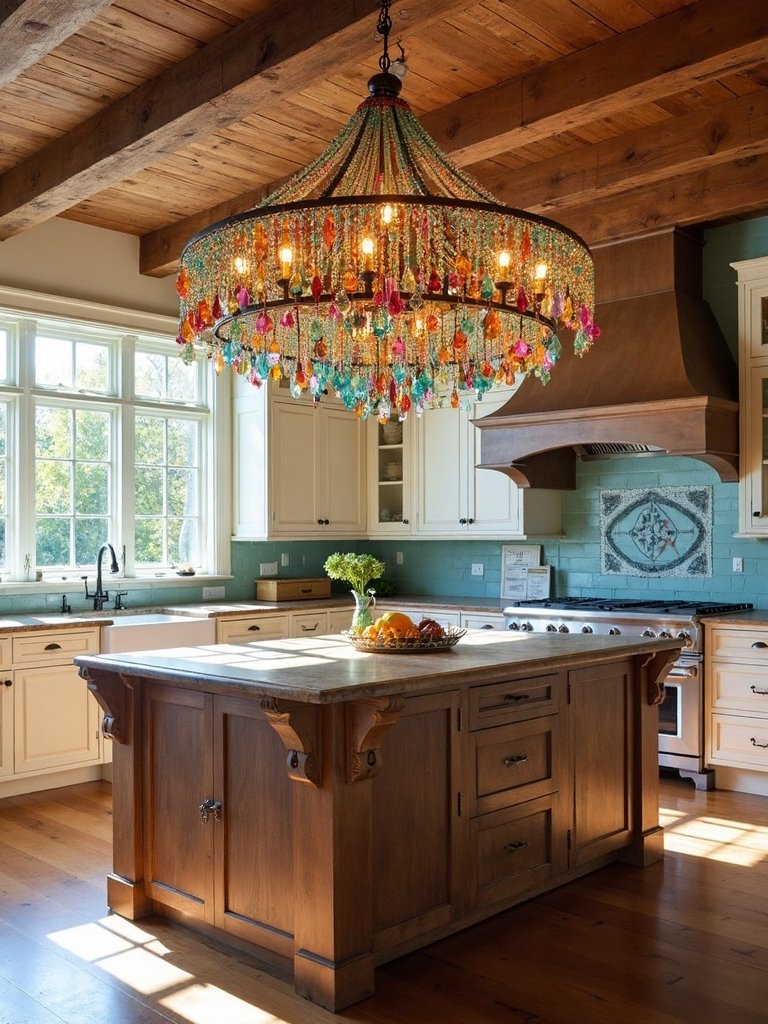 bohemian colorful textured chandelier