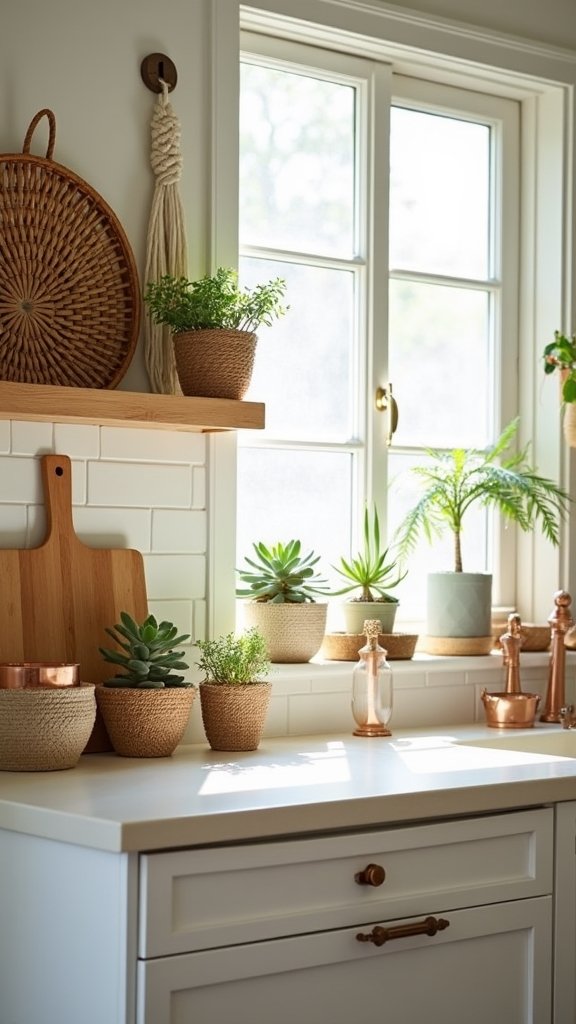 boho kitchen counter decor ideas