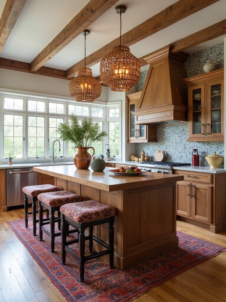 boho kitchen island focal point