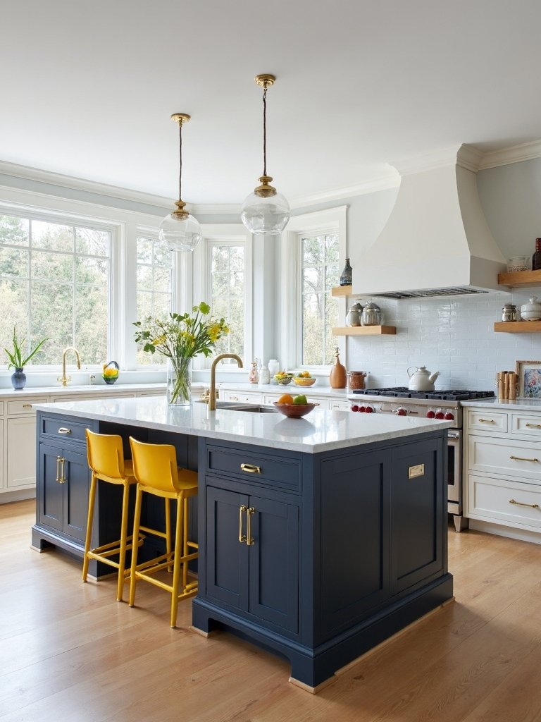 bold colors enhance kitchens