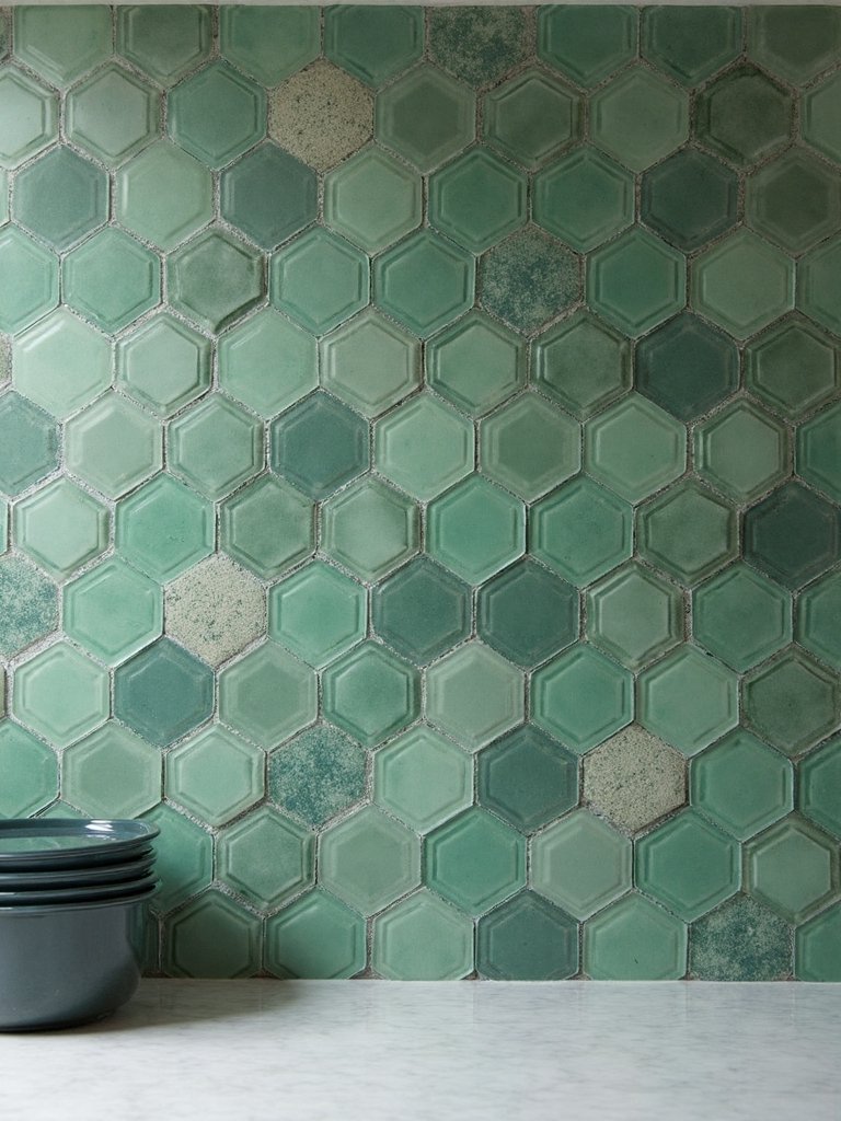 bold geometric green tiles