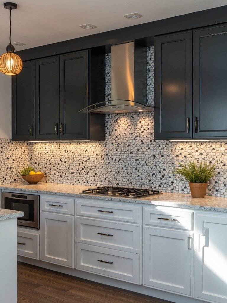 bold geometric kitchen backsplash