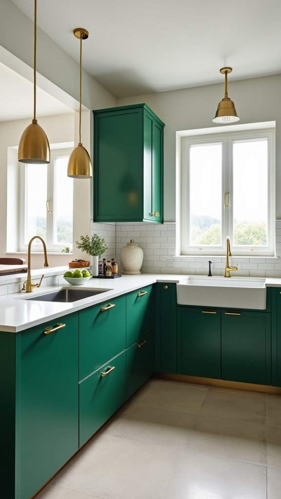 bold kelly green cabinetry