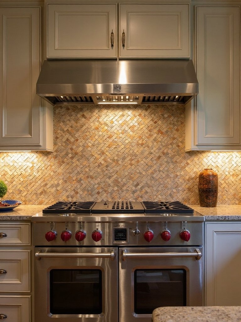 bold mixed metallic backsplash