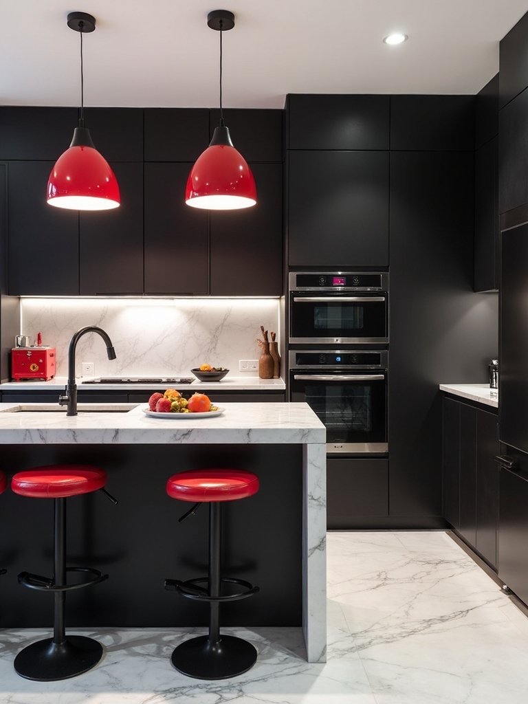 bold red kitchen accents