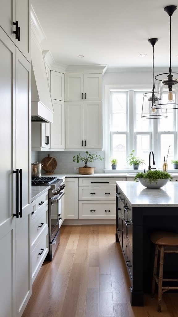 bold white black kitchen contrast