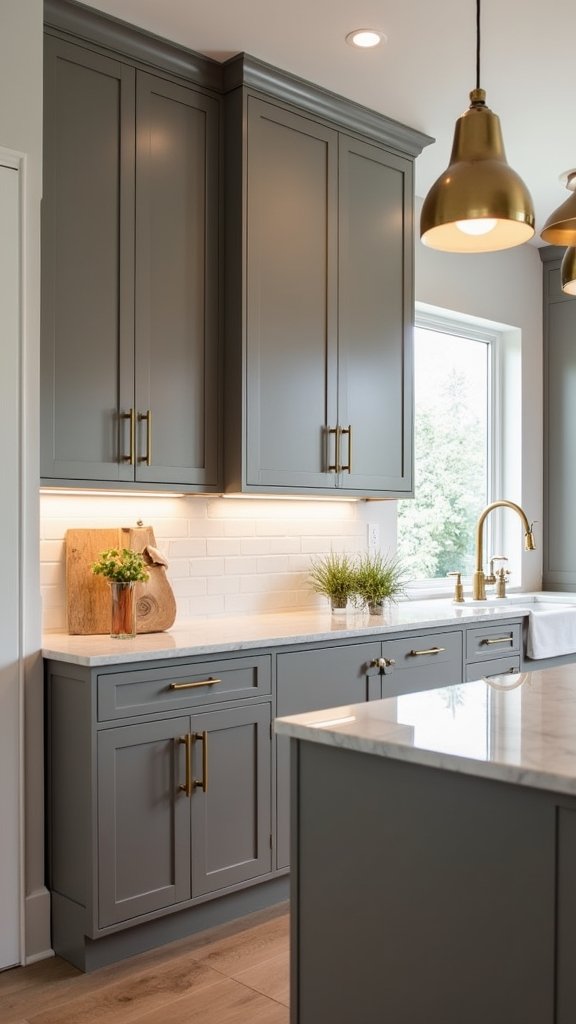 brass accents enhance taupe