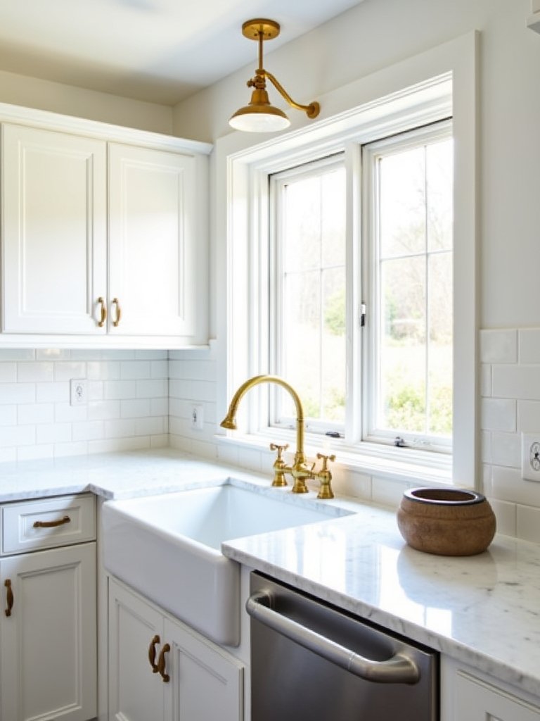 bright farmhouse white kitchen