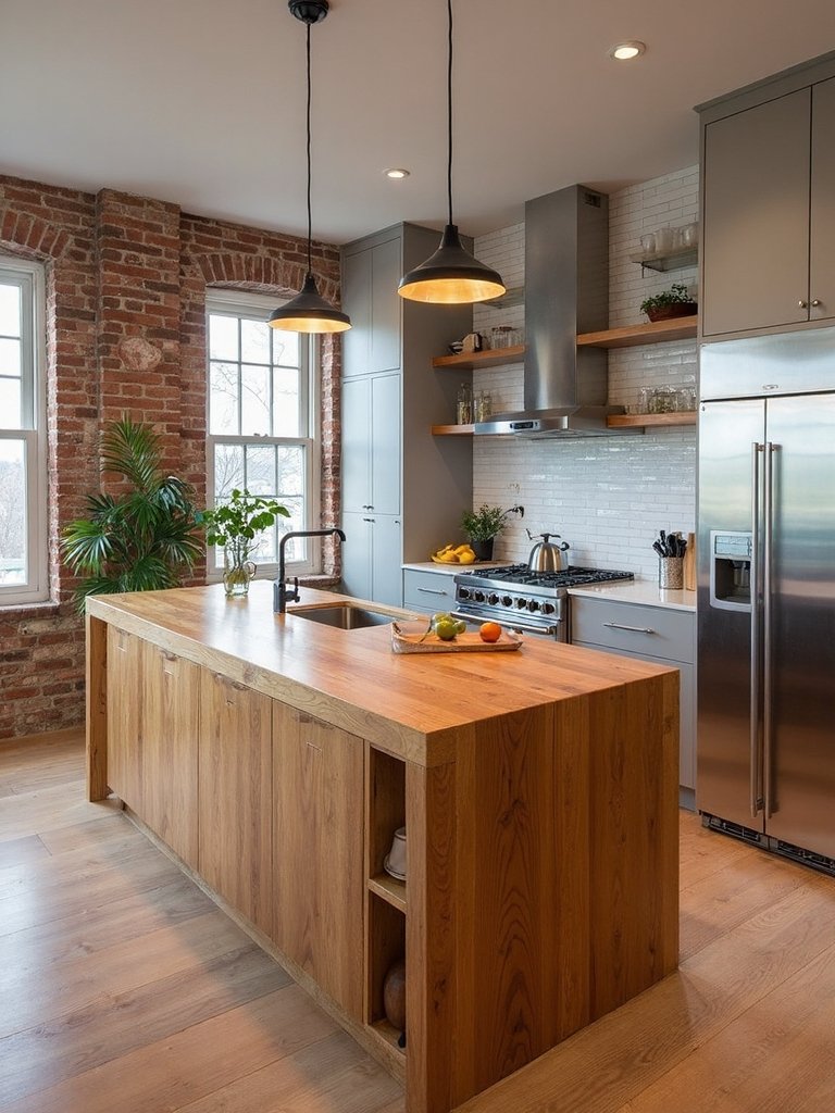 butcher block meets stainless steel