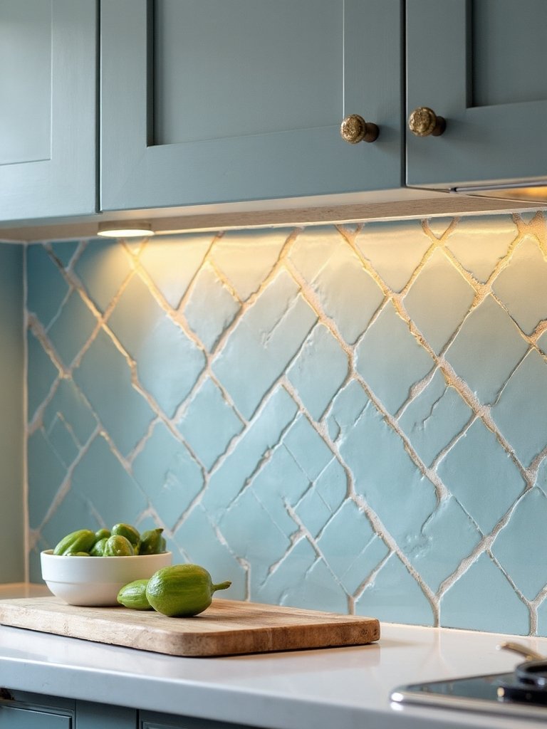 calming blue ceramic kitchen tiles