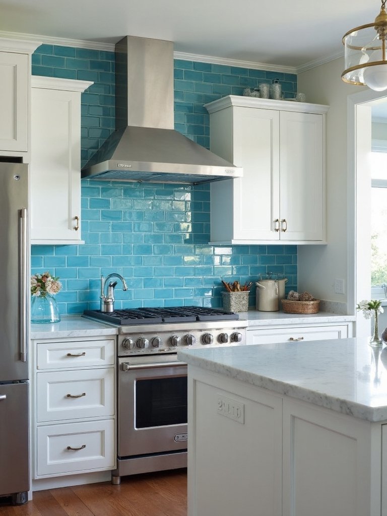 calming blue kitchen wall tiles