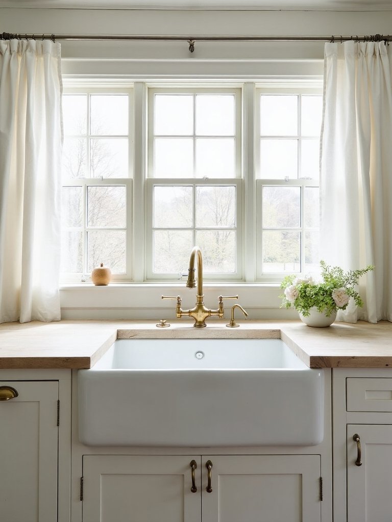 calming kitchen sink window view