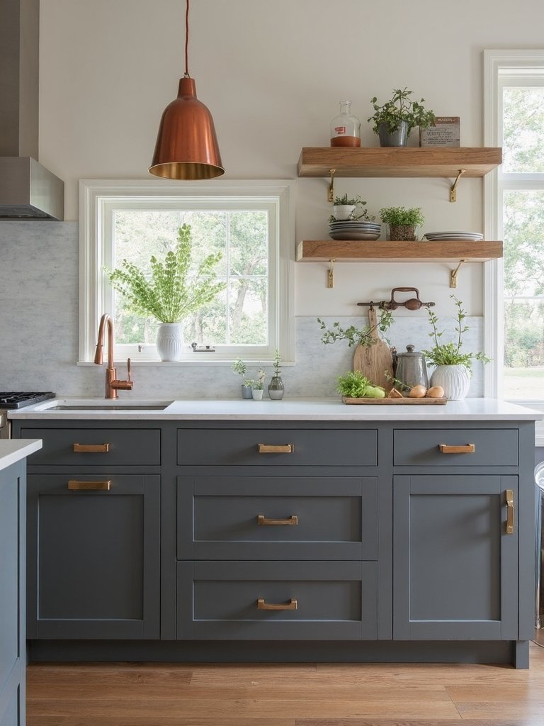 charcoal gray with copper