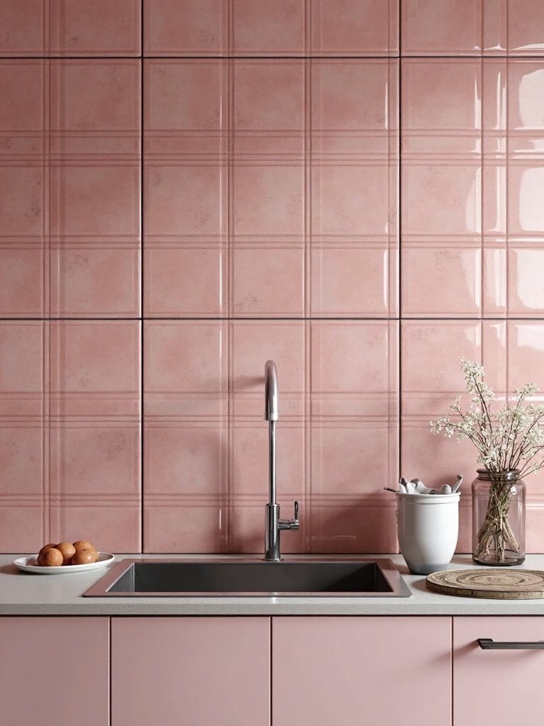 charming vintage style pink square tiles