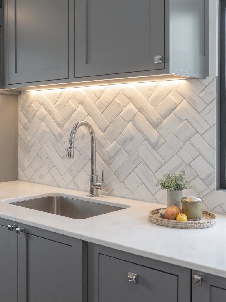 chevron backsplash tile design