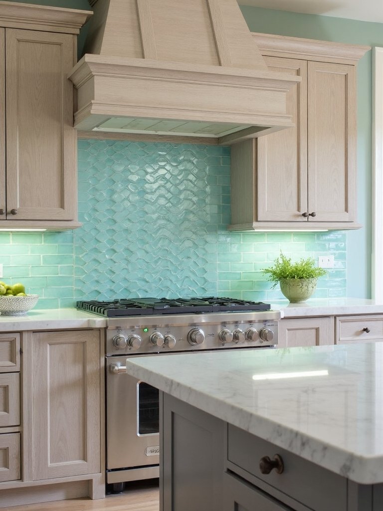 coastal tranquil soothing seafoam aqua kitchen