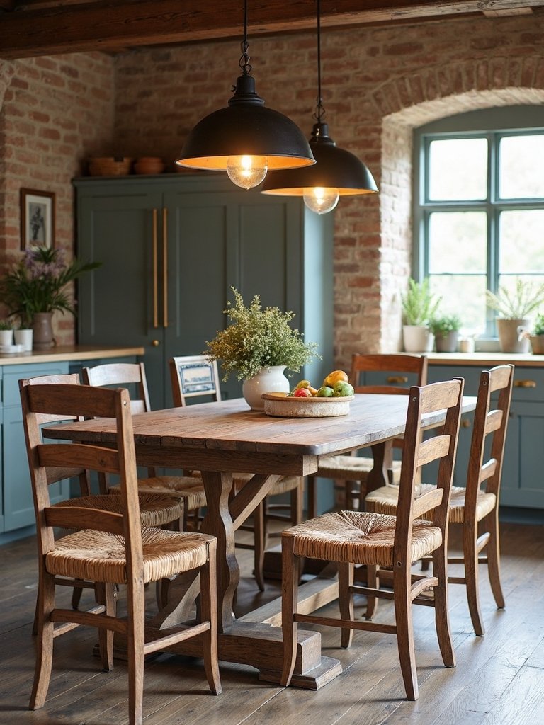 comfortable stylish rustic dining room seating