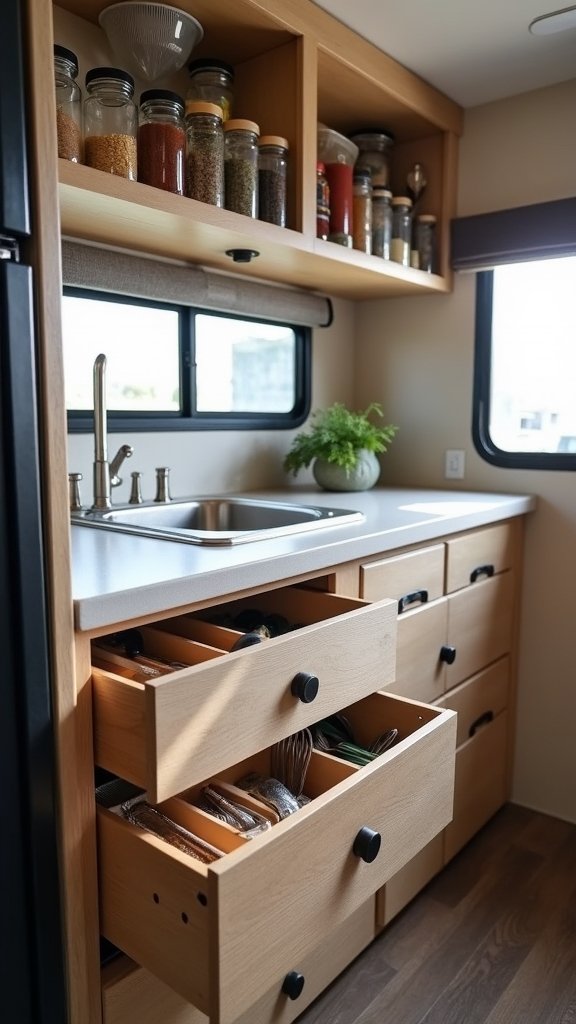 compact camping kitchen organization solutions