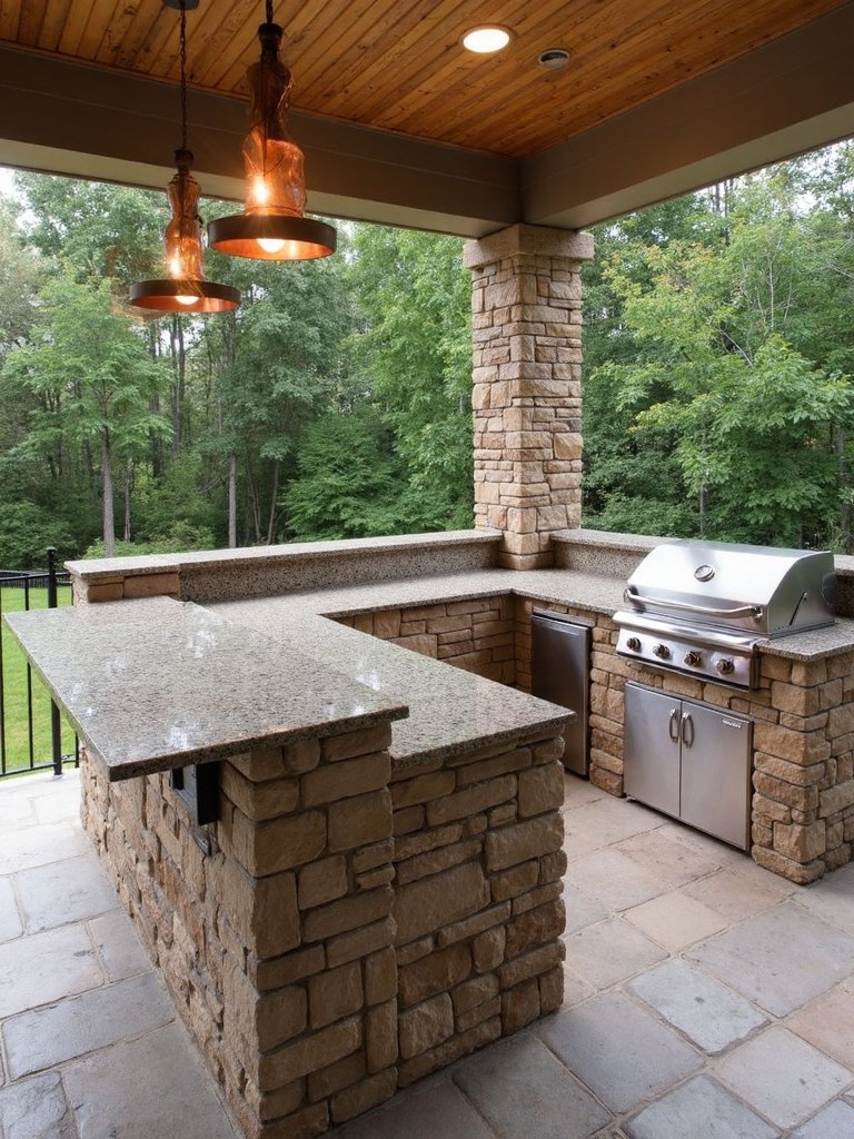 compact efficient intimate functional outdoor kitchen