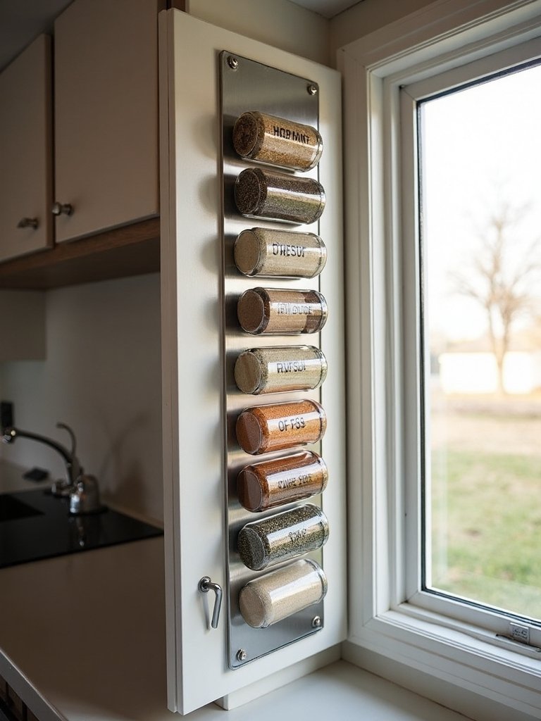 compact organized spice storage for campers