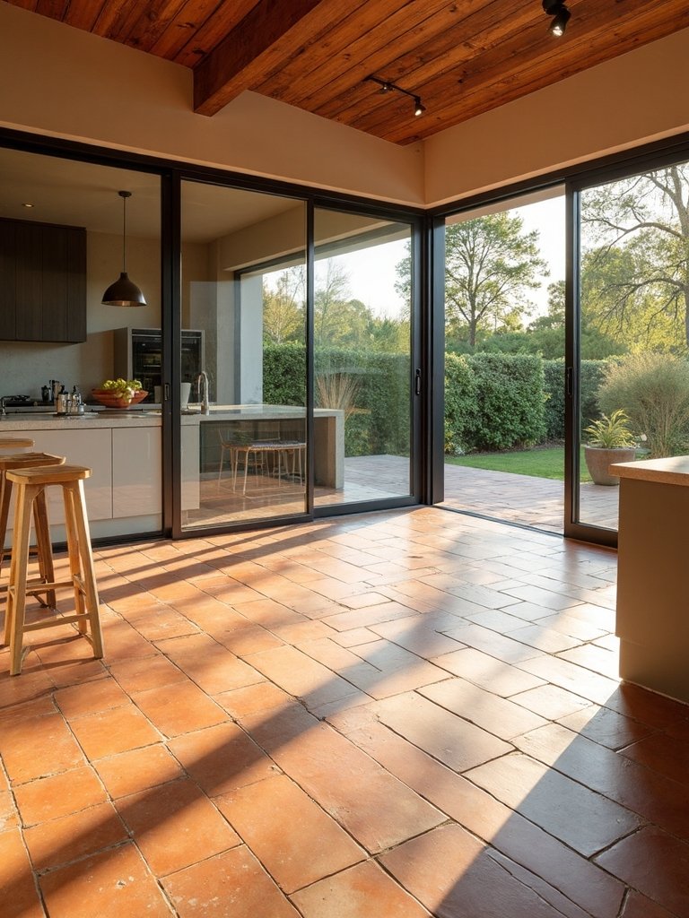 continuous terracotta indoor outdoor flooring