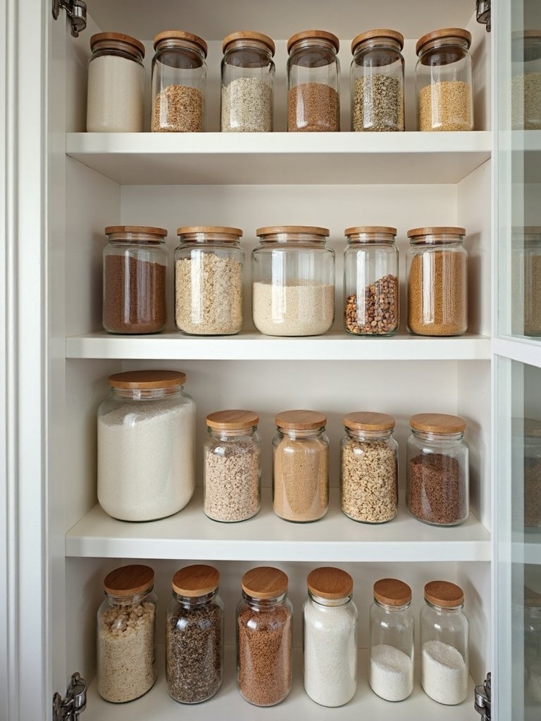 coordinated glass pantry aesthetics