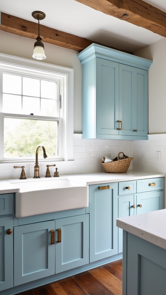 cornflower blue farmhouse cabinetry