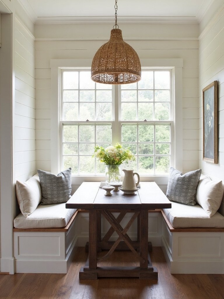 cozy farmhouse breakfast nook charm