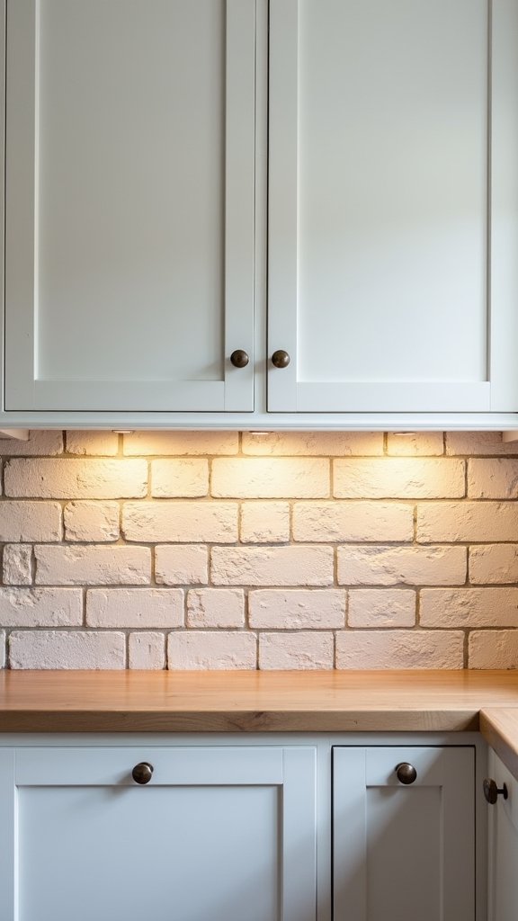 cozy whitewashed brick backsplash
