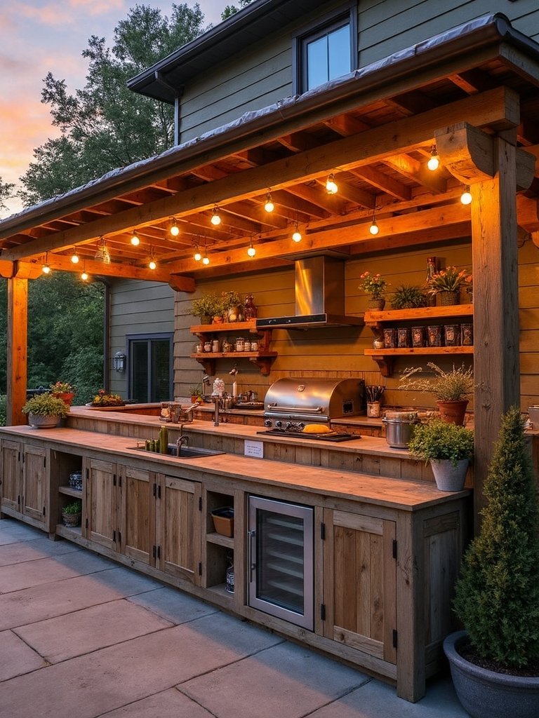 creative outdoor kitchen shelters
