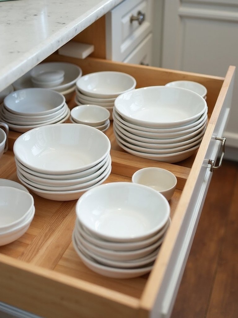 dedicated bowl storage drawer solution