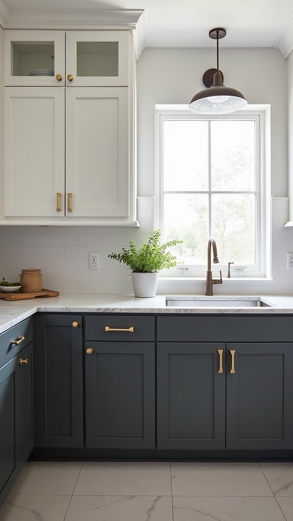deep gray lower cabinets