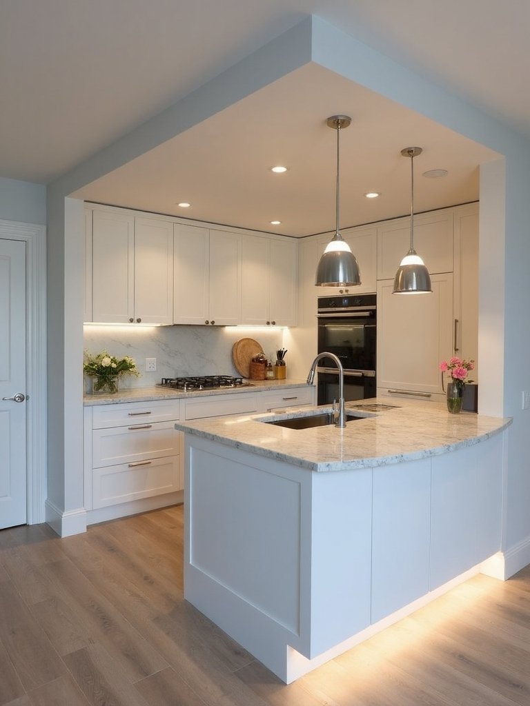 defined zonal kitchen lighting design