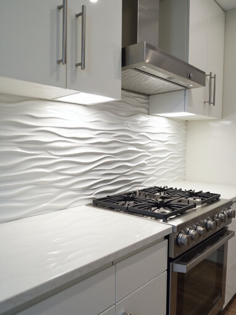 dimensional wave backsplash design