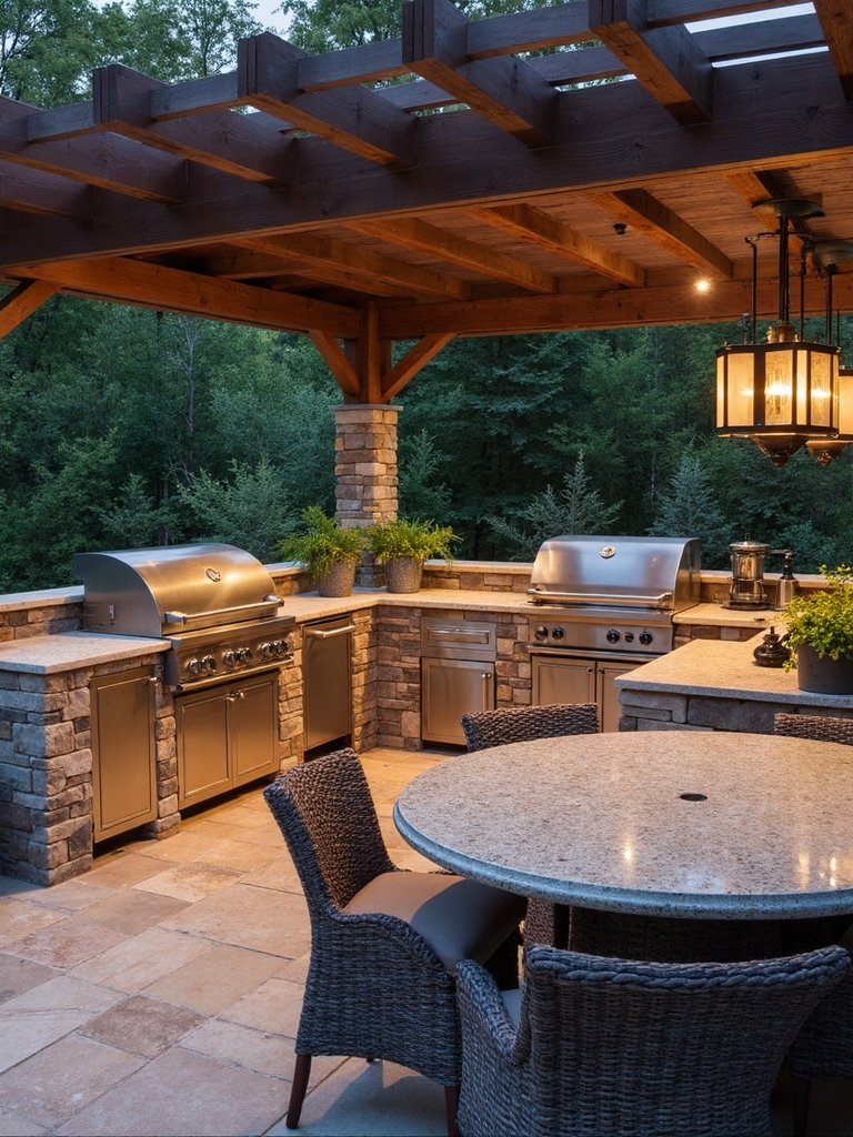 distinct cooking and dining zones