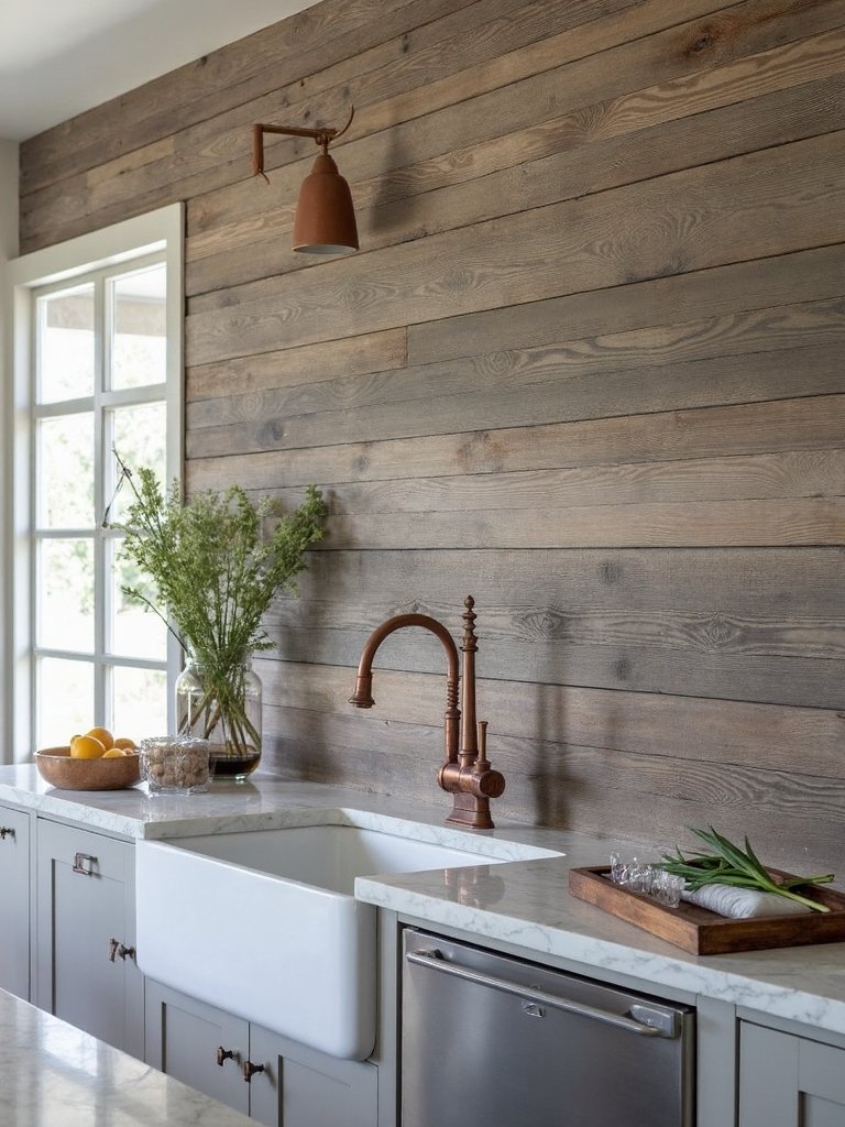 distinctive rustic character reclaimed wood paneling
