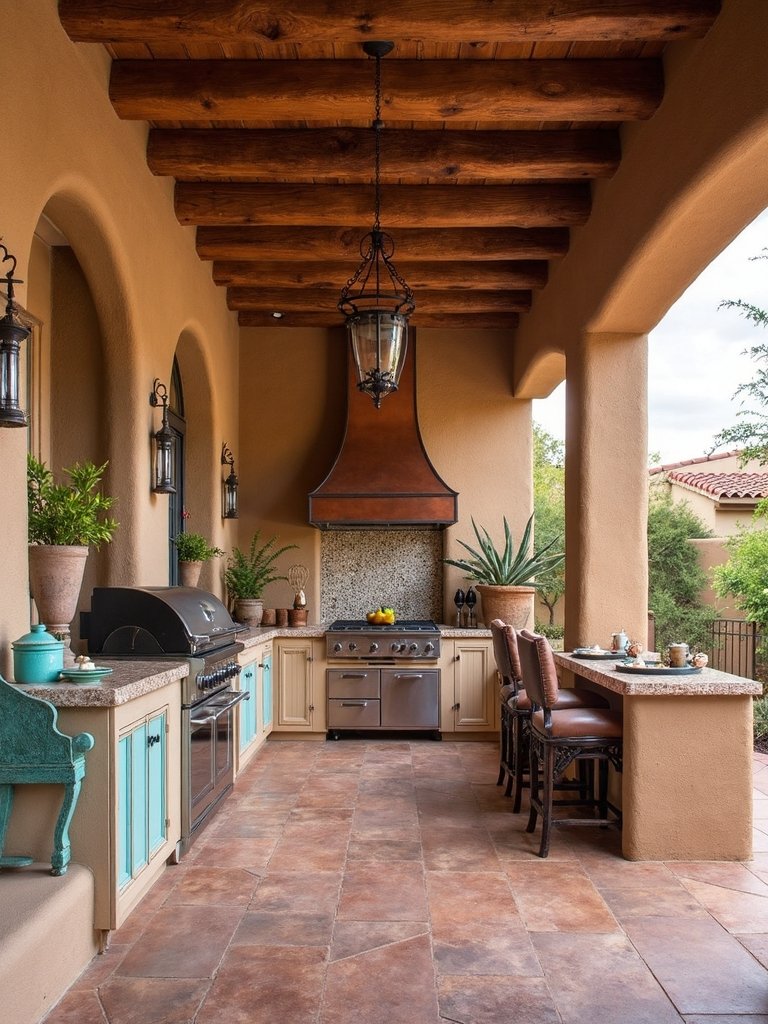 earthy authentic southwestern outdoor kitchen design