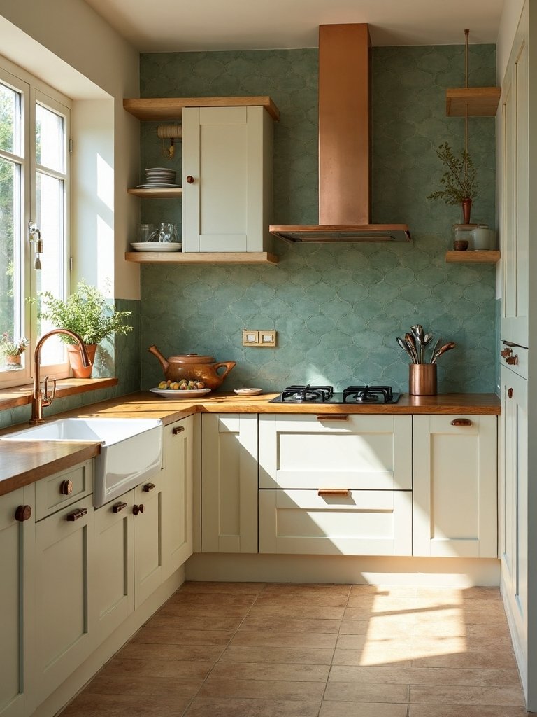 earthy mediterranean inspired kitchen backsplash