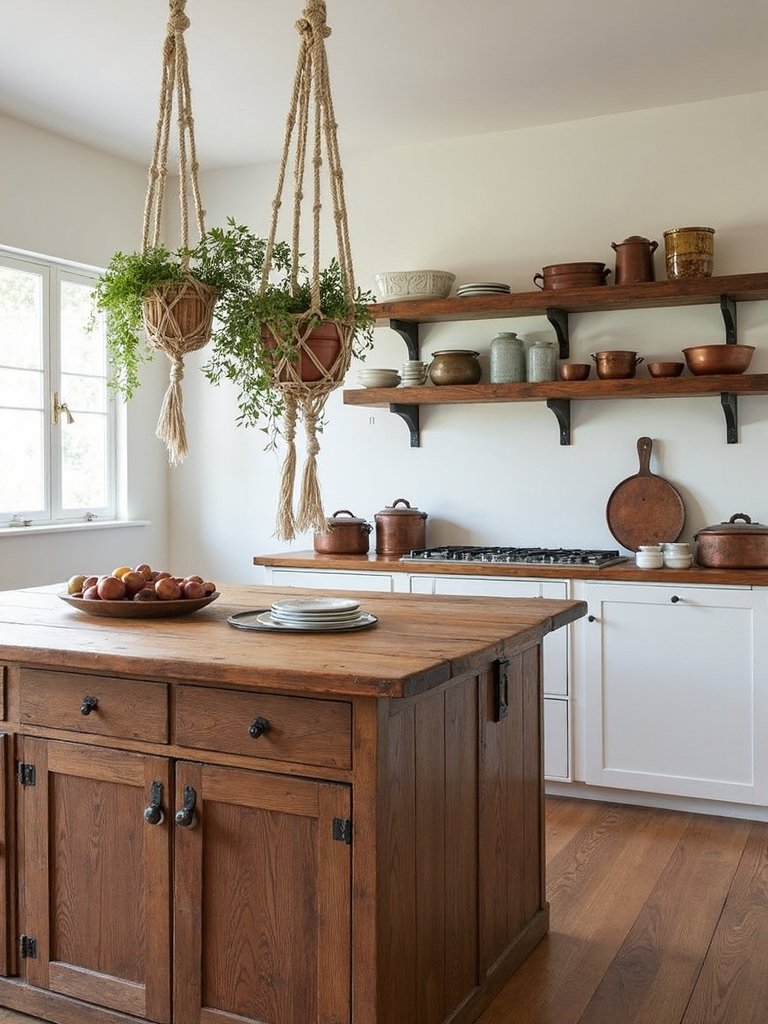 eclectic bohemian kitchen shelving displays