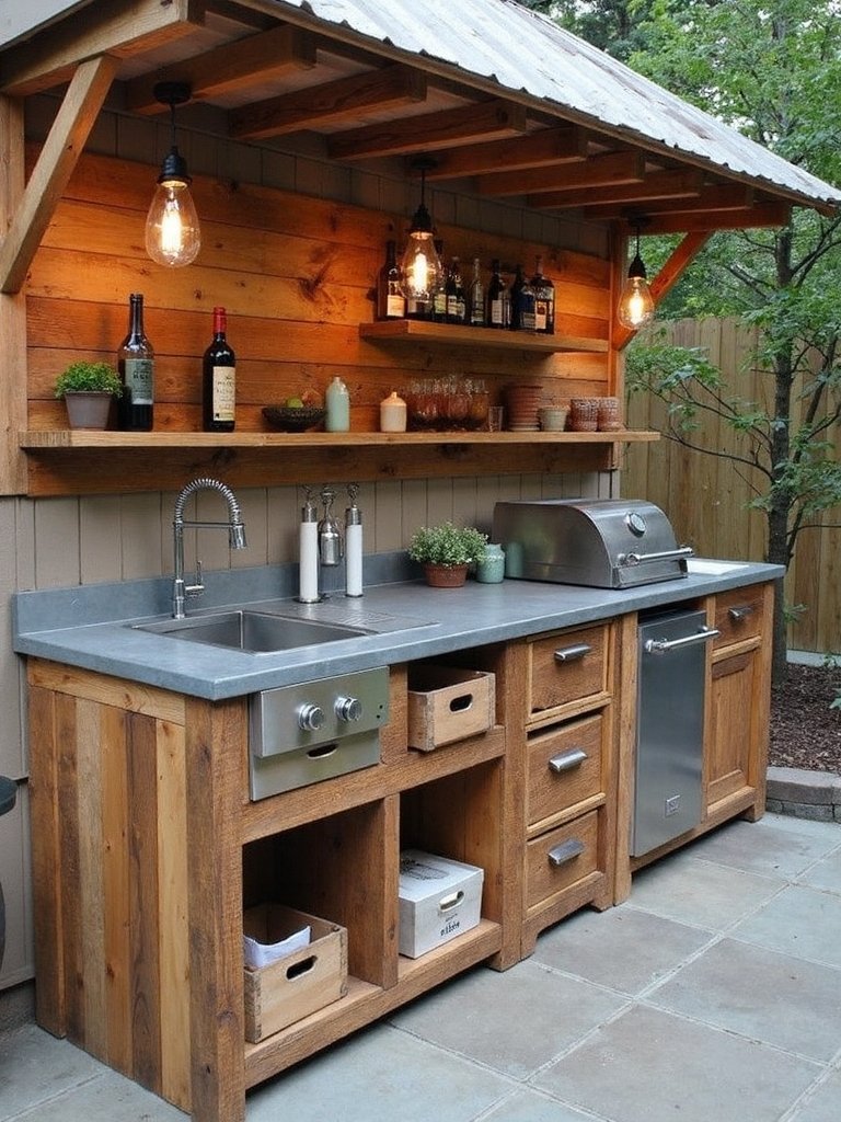eco friendly outdoor kitchen from recycled materials