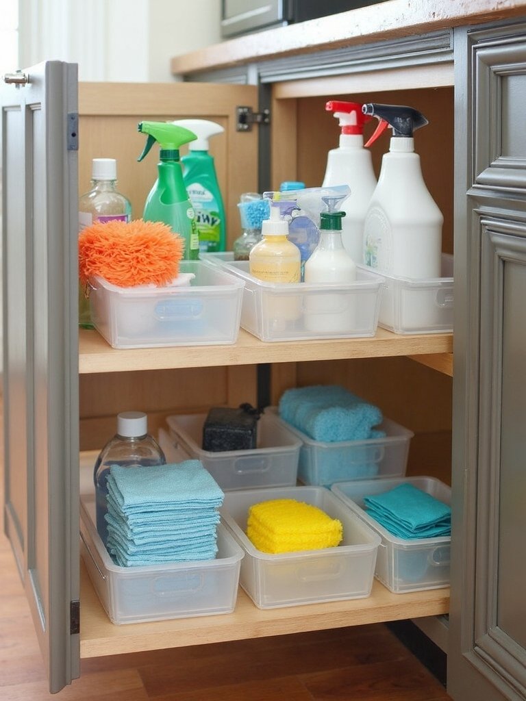 efficient cabinet cleaning supply stations