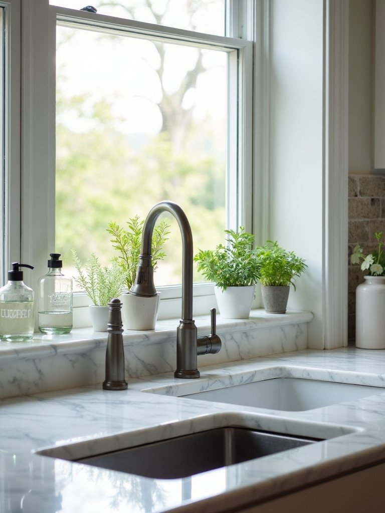 efficient kitchen window sill organization
