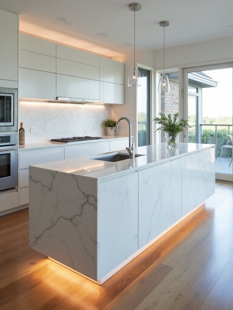 elegant airy marble islands